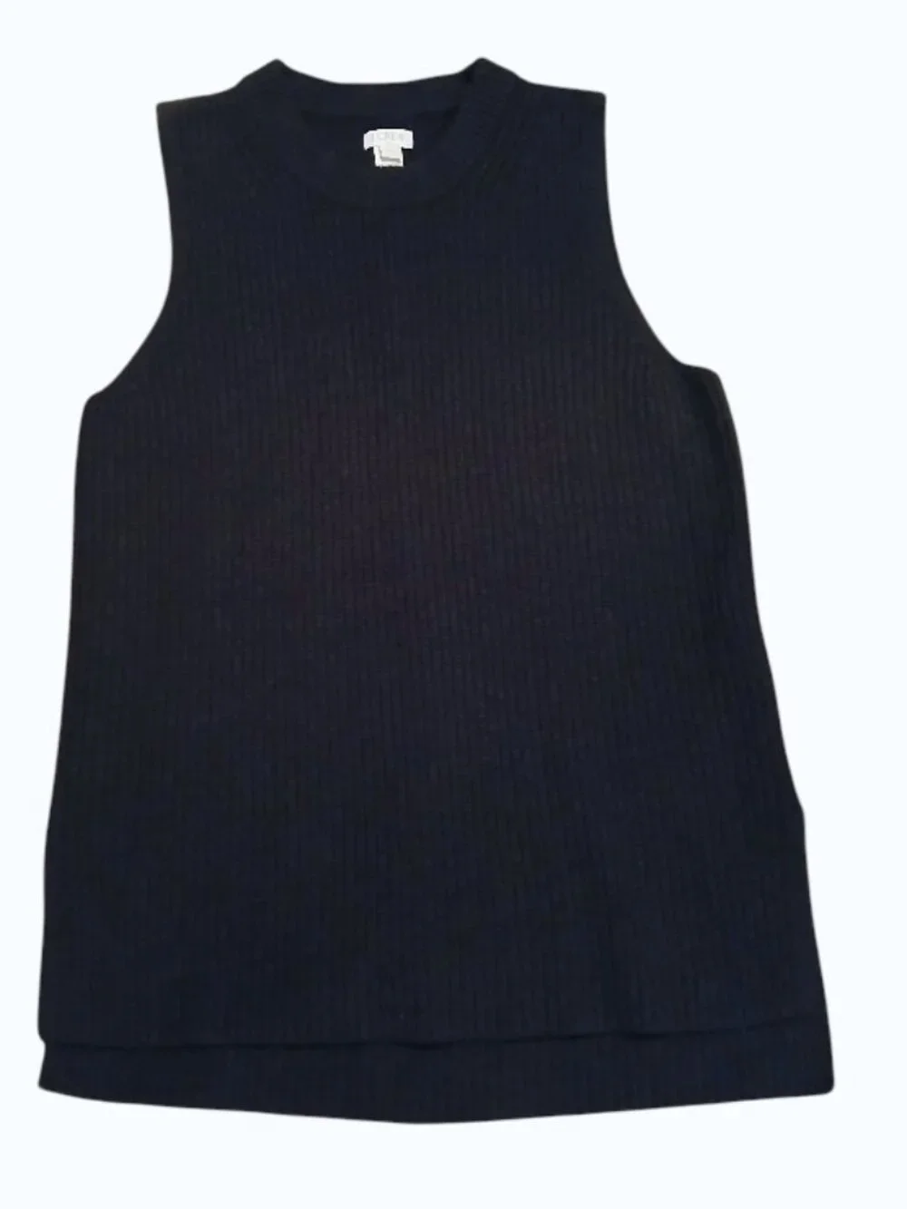 J. CREW Black Crew Neck Sleeveless Ribbed Wool Sweater Vest